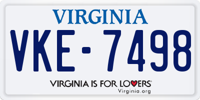 VA license plate VKE7498