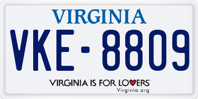 VA license plate VKE8809