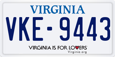 VA license plate VKE9443