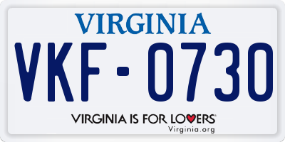 VA license plate VKF0730