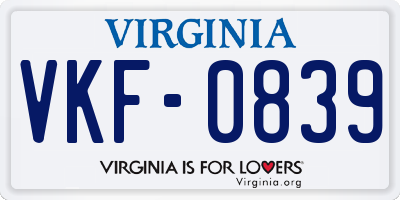 VA license plate VKF0839
