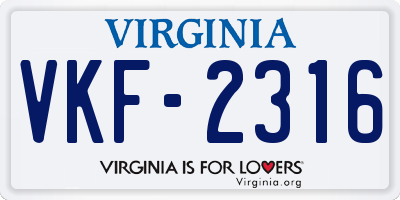 VA license plate VKF2316