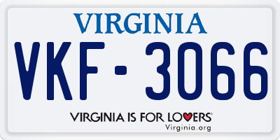 VA license plate VKF3066