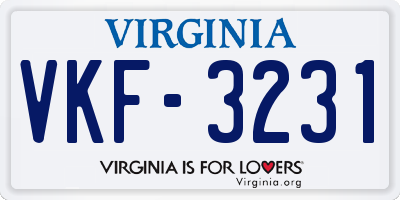 VA license plate VKF3231