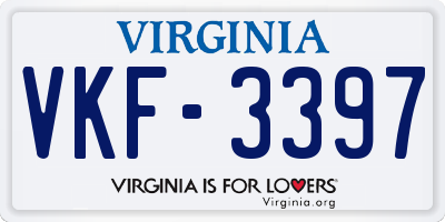 VA license plate VKF3397