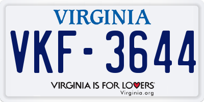 VA license plate VKF3644