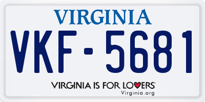 VA license plate VKF5681