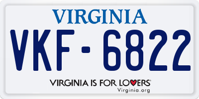 VA license plate VKF6822