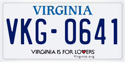 VA license plate VKG0641