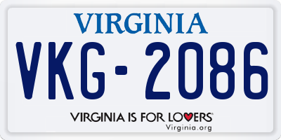 VA license plate VKG2086