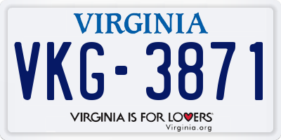 VA license plate VKG3871