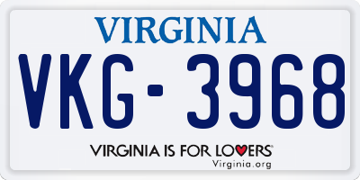 VA license plate VKG3968