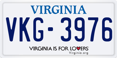 VA license plate VKG3976