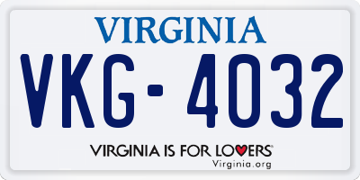 VA license plate VKG4032