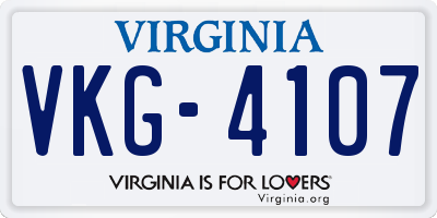 VA license plate VKG4107