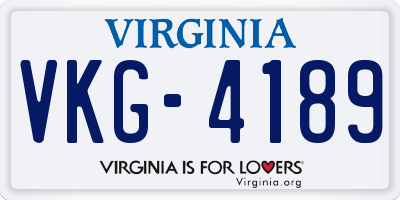 VA license plate VKG4189