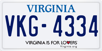VA license plate VKG4334