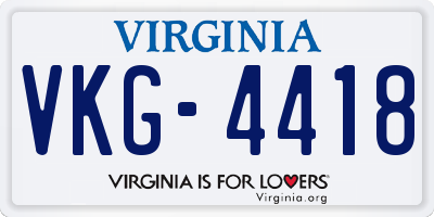 VA license plate VKG4418