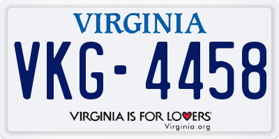 VA license plate VKG4458