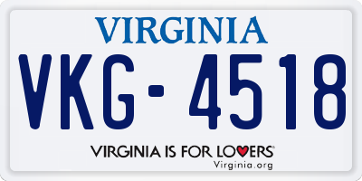 VA license plate VKG4518