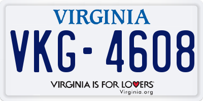 VA license plate VKG4608