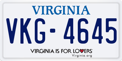 VA license plate VKG4645