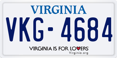 VA license plate VKG4684