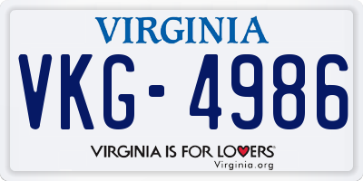 VA license plate VKG4986