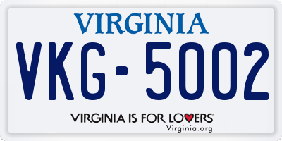 VA license plate VKG5002