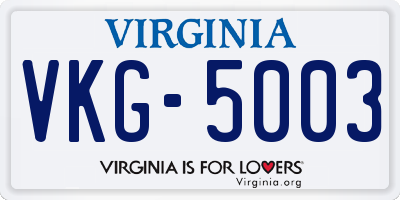 VA license plate VKG5003