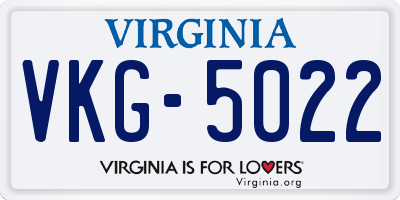 VA license plate VKG5022