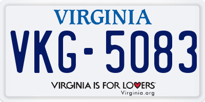 VA license plate VKG5083