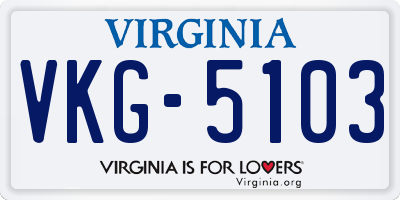 VA license plate VKG5103