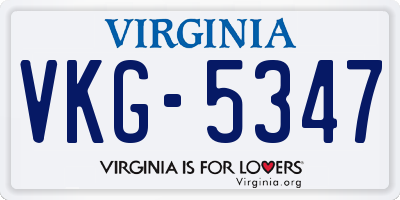 VA license plate VKG5347
