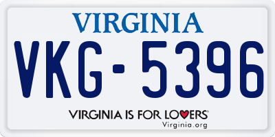 VA license plate VKG5396