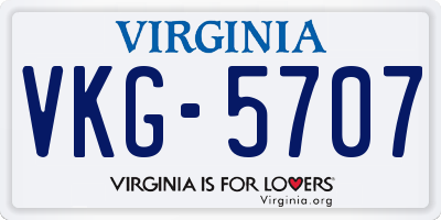 VA license plate VKG5707