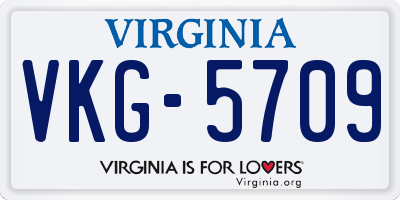 VA license plate VKG5709