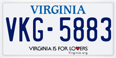 VA license plate VKG5883