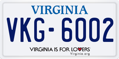 VA license plate VKG6002