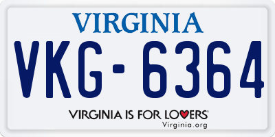 VA license plate VKG6364