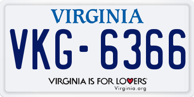 VA license plate VKG6366