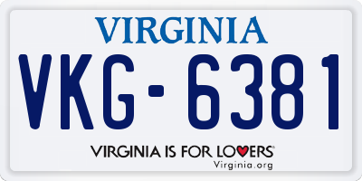 VA license plate VKG6381