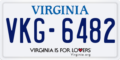 VA license plate VKG6482
