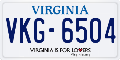 VA license plate VKG6504