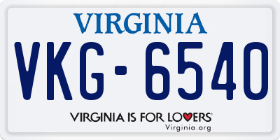 VA license plate VKG6540