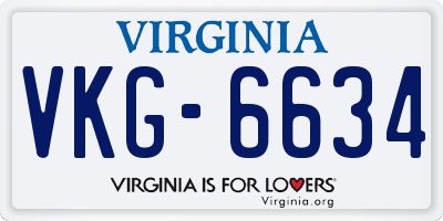 VA license plate VKG6634