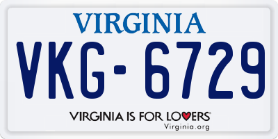 VA license plate VKG6729