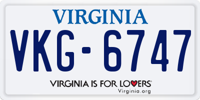 VA license plate VKG6747