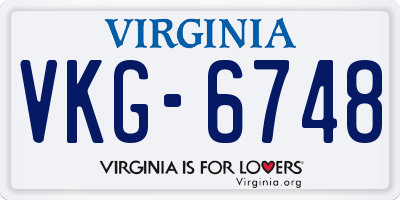 VA license plate VKG6748