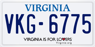 VA license plate VKG6775